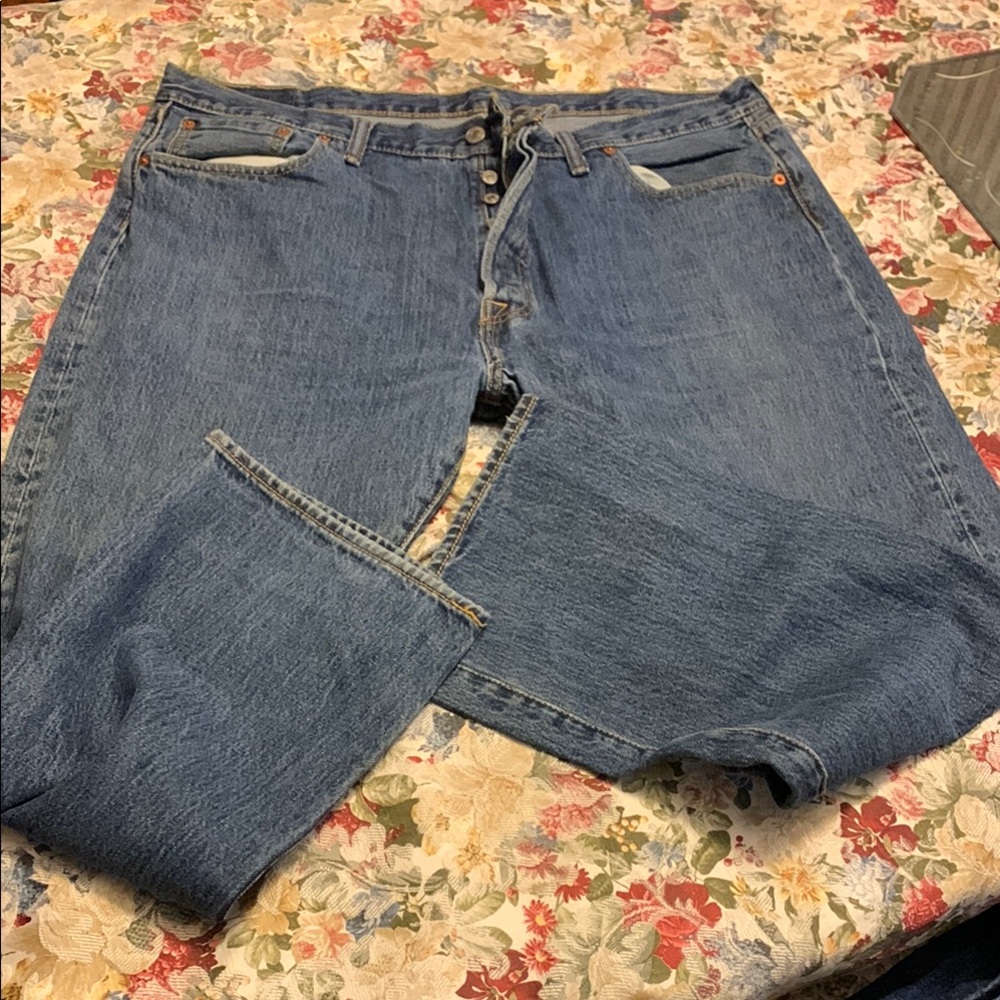 Levi’s 501 button fly blue jeans used 42x30